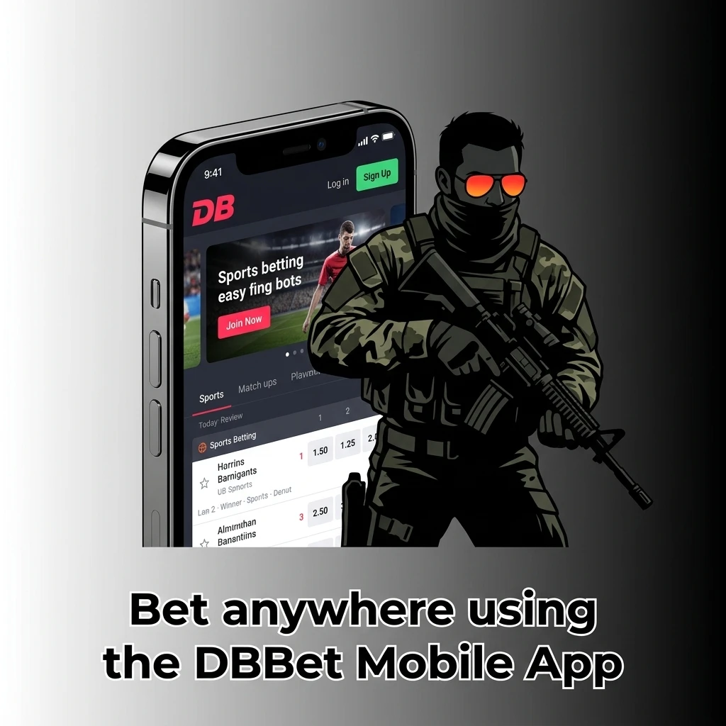 DBBet mobile app on Android and iOS showing CS2 esports betting markets with live odds and easy cashout options
