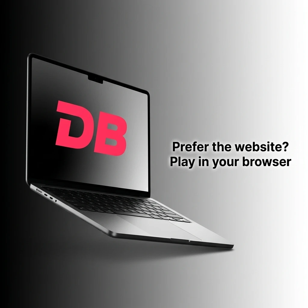 DBBet website interface on a browser showing betting, slots, and live casino options without needing the app