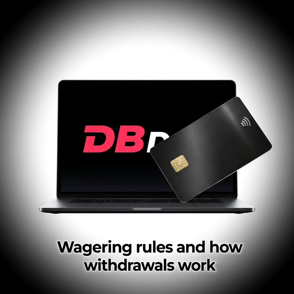 DBBet wagering rules showing bonus withdrawal process, 35x casino requirement, sports odds minimum, and BDT deposit example
