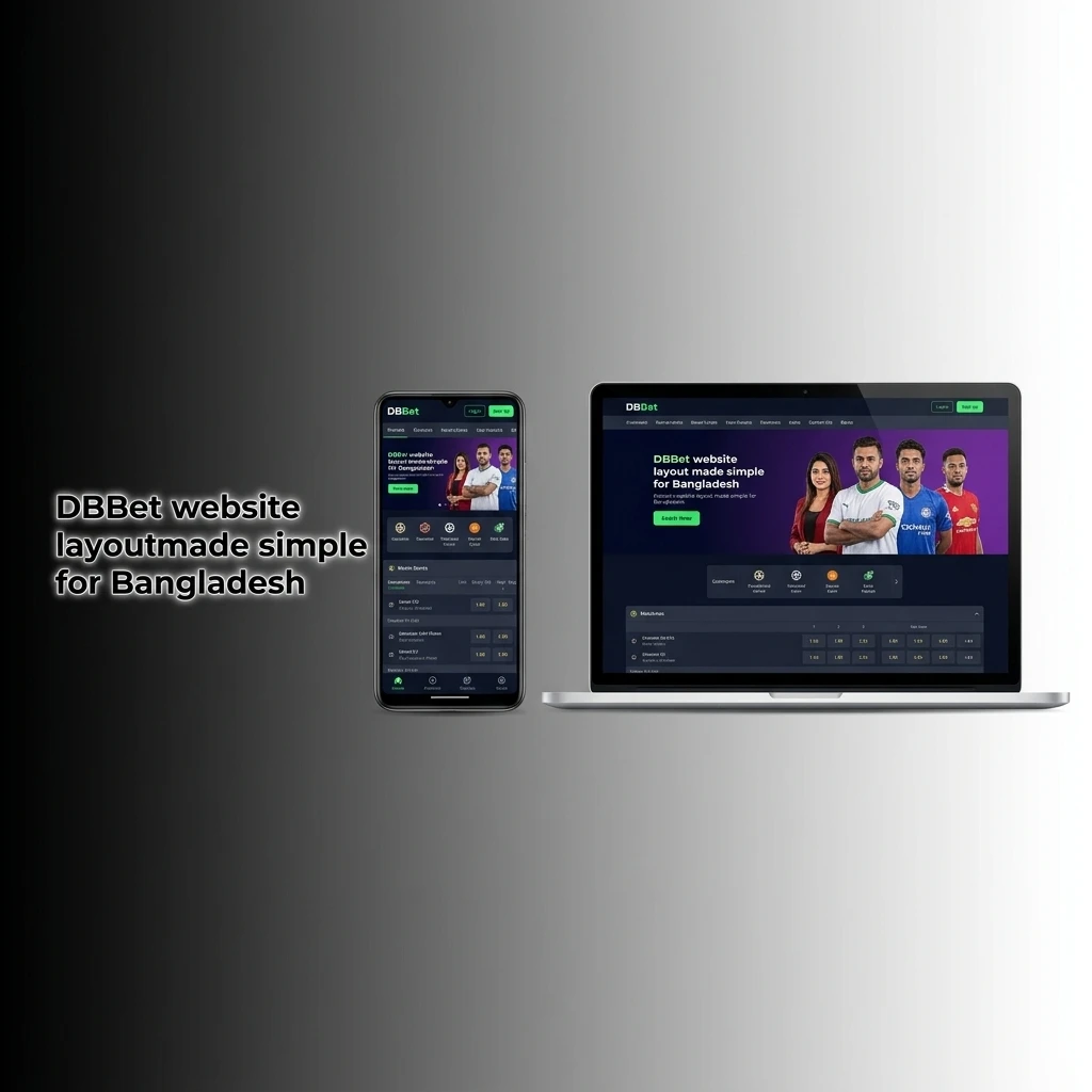 DBBet website homepage layout showing Sports, Live, Casino navigation bar designed for Bangladesh users